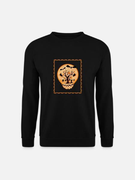 Illustration Happy Spooky Halloween Ghost Skull - Unisex Pullover - Schwarz