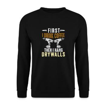 Drywall Installer Drywaller Drywall Finisher - Unisex Sweatshirt - black - Front - Alina (178cm) & Michal (187cm)