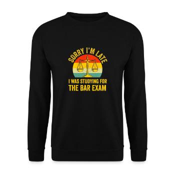 The Bar Exam Passed Funny New Lawyer Attorney - Unisex Sweatshirt - black - Front - Alina (178cm) & Michal (187cm)