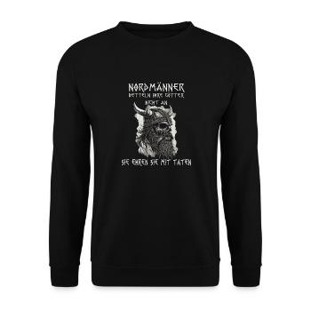 Wikinger Motiv für Heiden und Fans der Nordmänner - Unisex Pullover - Schwarz - Vorne - Alina (178cm) & Michal (187cm)