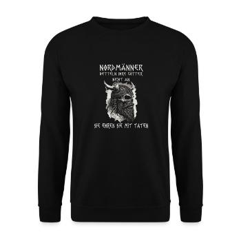 Heiden des Nordens Wikinger T-Shirt Barbaren - Unisex Pullover - Schwarz - Vorne - Alina (178cm) & Michal (187cm)