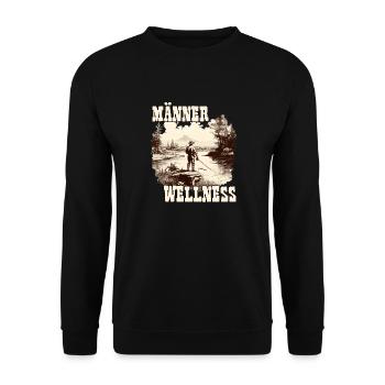 Männer Wellness Angelausflug Angler Geschenk - Unisex Pullover - Schwarz - Vorne - Alina (178cm) & Michal (187cm)
