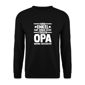 Opa Großvater Enkelkind Enkel - Unisex Pullover - Schwarz - Vorne - Alina (178cm) & Michal (187cm)