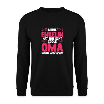 Oma Großmutter Enkelkind Enkelin - Unisex Pullover - Schwarz - Vorne - Alina (178cm) & Michal (187cm)
