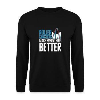 Achterbahn Rollercoaster Freizeitpark - Unisex Pullover - Schwarz - Vorne - Alina (178cm) & Michal (187cm)