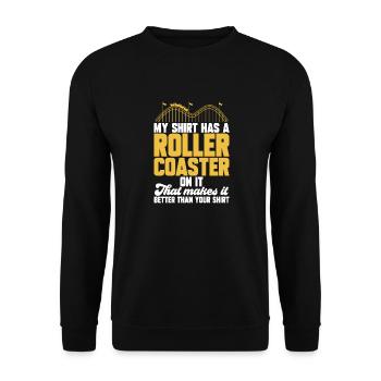 Achterbahn Rollercoaster Freizeitpark - Unisex Pullover - Schwarz - Vorne - Alina (178cm) & Michal (187cm)