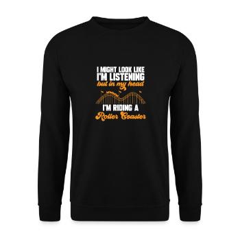 Achterbahn Rollercoaster Freizeitpark - Unisex Pullover - Schwarz - Vorne - Alina (178cm) & Michal (187cm)