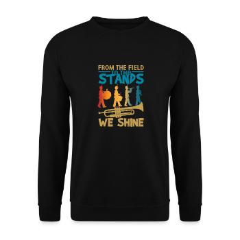 Du terrain aux tribunes, nous brillons en marchant - Sweat-shirt Unisexe - noir - Devant - Alina (178cm) & Michal (187cm)