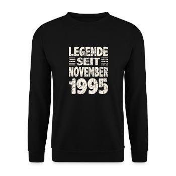 November 1995 Legende seit 28 Jahren Mann Frau - Unisex Pullover - Schwarz - Vorne - Alina (178cm) & Michal (187cm)