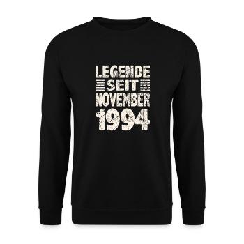 November 1994 Legende seit 29 Jahren Mann Frau - Unisex Pullover - Schwarz - Vorne - Alina (178cm) & Michal (187cm)