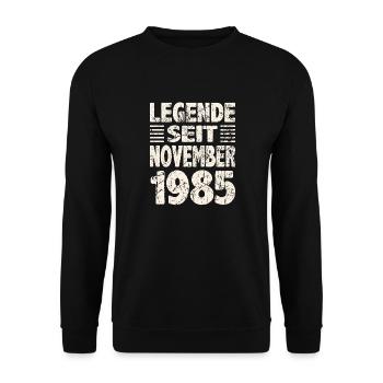 November 1985 Legende seit 38 Jahren Mann Frau - Unisex Pullover - Schwarz - Vorne - Alina (178cm) & Michal (187cm)