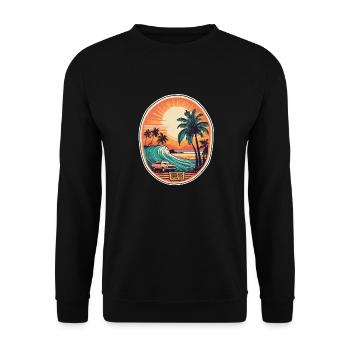 surf plage palmier soleil vacances - Sweat-shirt Unisexe - noir - Devant - Alina (178cm) & Michal (187cm)