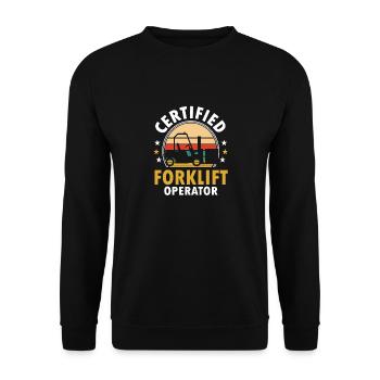 Retro Forklift Driver Vintage Certified Forklift O - Unisex Pullover - Schwarz - Vorne - Alina (178cm) & Michal (187cm)