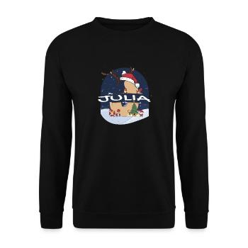 Toller Julia-Name mit Weihnachtsmütze im Weihnachtsthema - Unisex Pullover - Schwarz - Vorne - Alina (178cm) & Michal (187cm)
