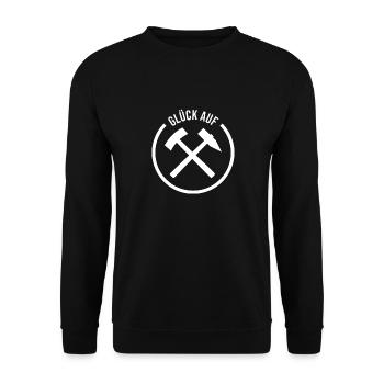 Glück auf Arzgebirg - Unisex Pullover - Schwarz - Vorne - Alina (178cm) & Michal (187cm)