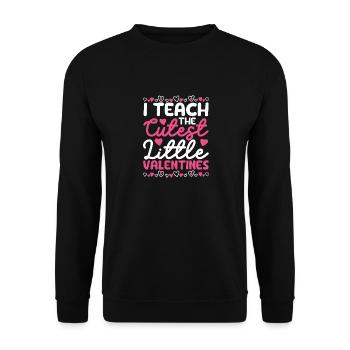 I'm teaching the sweetest little Valentine's Day - Unisex Sweatshirt - black - Front - Alina (178cm) & Michal (187cm)