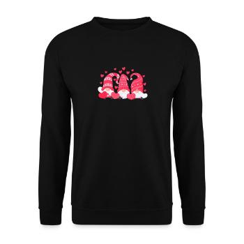 Trois nains coeur joyeux Saint Valentin coeurs Gnome - Sweat-shirt Unisexe - noir - Devant - Alina (178cm) & Michal (187cm)