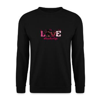 Love Messy Bun Teacher Life - Unisex Sweatshirt - black - Front - Alina (178cm) & Michal (187cm)