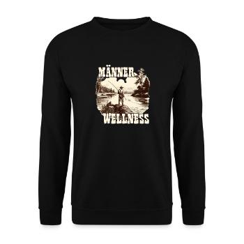 Vintage Angler Herren T-Shirt für Sportangler - Unisex Pullover - Schwarz - Vorne - Alina (178cm) & Michal (187cm)