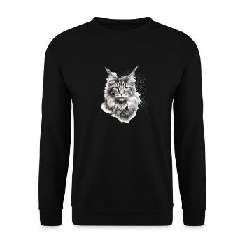 Maine coon Katzenbesitzer Geschenk Katzenhalter - Unisex Pullover - Schwarz - Vorne - Alina (178cm) & Michal (187cm)