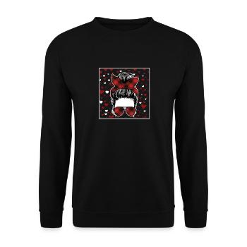 Fille Messy Chignon Buffalo Rouge Plaid - Sweat-shirt Unisexe - noir - Devant - Alina (178cm) & Michal (187cm)