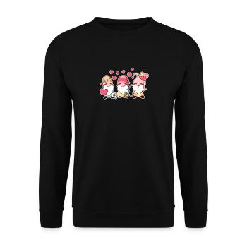 Funny Valentine's Day Dwarf Love Gnome - Unisex Sweatshirt - black - Front - Alina (178cm) & Michal (187cm)