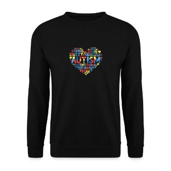Unterschiedliches Autismus-Bewusstseins-Herz - Unisex Pullover - Schwarz - Vorne - Alina (178cm) & Michal (187cm)
