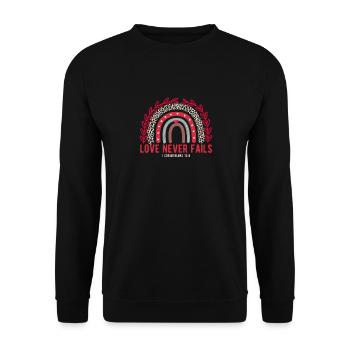 Love Never Fails Rainbow Leopard Christian - Unisex Sweatshirt - black - Front - Alina (178cm) & Michal (187cm)