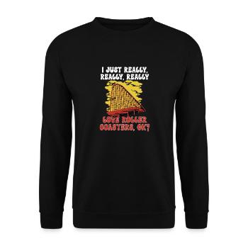 Achterbahn Rollercoaster Freizeitpark - Unisex Pullover - Schwarz - Vorne - Alina (178cm) & Michal (187cm)