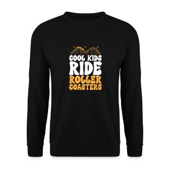Achterbahn Rollercoaster Freizeitpark - Unisex Pullover - Schwarz - Vorne - Alina (178cm) & Michal (187cm)