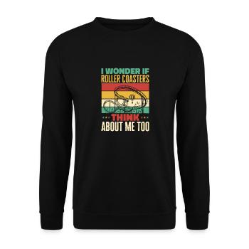 Achterbahn Rollercoaster Freizeitpark - Unisex Pullover - Schwarz - Vorne - Alina (178cm) & Michal (187cm)