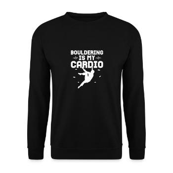 Bouldering Is My Cardio Climbing Boulder - Unisex Pullover - Schwarz - Vorne - Alina (178cm) & Michal (187cm)