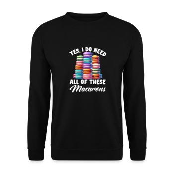 Macarons Kekse Bäcker Französisches Dessert Lustig - Unisex Pullover - Schwarz - Vorne - Alina (178cm) & Michal (187cm)