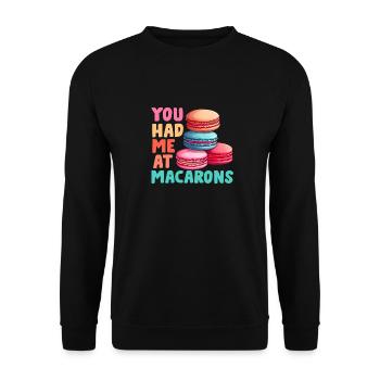 Macarons Kekse Bäcker Französisches Dessert Lustig - Unisex Pullover - Schwarz - Vorne - Alina (178cm) & Michal (187cm)