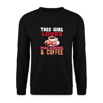Macarons Kekse Bäcker Französisches Dessert Lustig - Unisex Pullover - Schwarz - Vorne - Alina (178cm) & Michal (187cm)