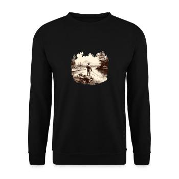 Pêche à la mouche Pêche Chemise Homme Pêche Truite Pêche - Sweat-shirt Unisexe - noir - Devant - Alina (178cm) & Michal (187cm)