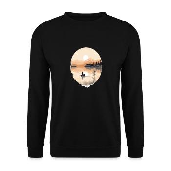 Romantic angler motif for sport fishing rod - Unisex Sweatshirt - black - Front - Alina (178cm) & Michal (187cm)