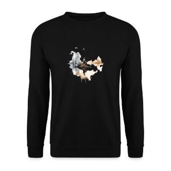 Vintage angler motif retro hobby fisherman fishing - Unisex Sweatshirt - black - Front - Alina (178cm) & Michal (187cm)