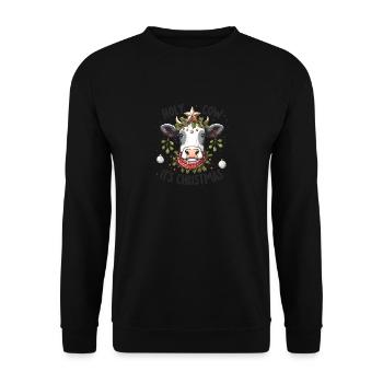 Holy Cow Its Christmas I Xmas Cow - Unisex Sweatshirt - black - Front - Alina (178cm) & Michal (187cm)
