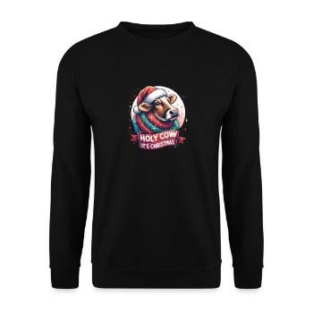 Holy Cow Its Christmas I Xmas Cow - Unisex Sweatshirt - black - Front - Alina (178cm) & Michal (187cm)