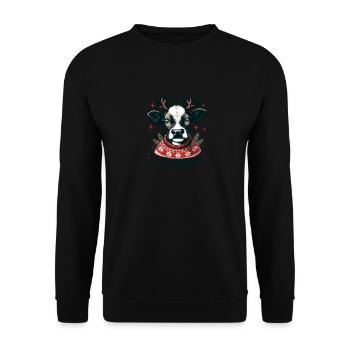 Holy Cow Its Christmas I Xmas Cow - Unisex Sweatshirt - black - Front - Alina (178cm) & Michal (187cm)