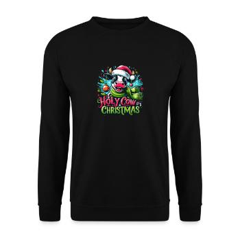 Holy Cow Its Christmas I Xmas Cow - Unisex Sweatshirt - black - Front - Alina (178cm) & Michal (187cm)