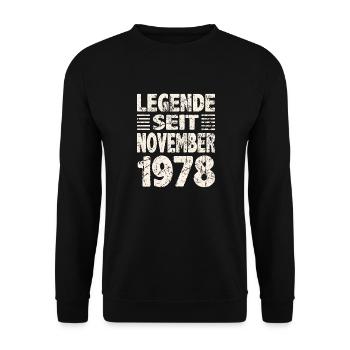 November 1978 Legende seit 45 Jahren Mann Frau - Unisex Pullover - Schwarz - Vorne - Alina (178cm) & Michal (187cm)