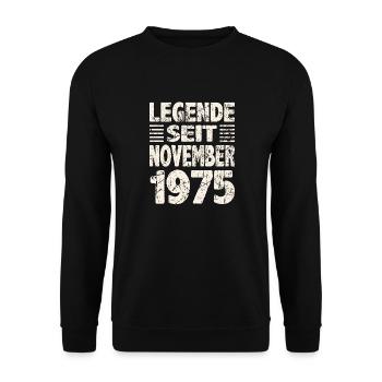 November 1975 Legende seit 48 Jahren Mann Frau - Unisex Pullover - Schwarz - Vorne - Alina (178cm) & Michal (187cm)
