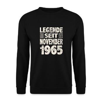 November 1965 Legende seit 58 Jahren Mann Frau - Unisex Pullover - Schwarz - Vorne - Alina (178cm) & Michal (187cm)