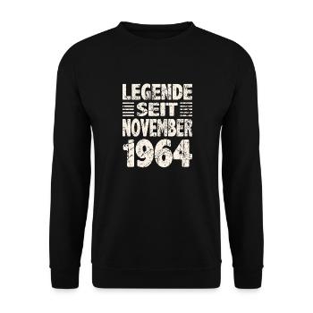 November 1964 Legende seit 59 Jahren Mann Frau - Unisex Pullover - Schwarz - Vorne - Alina (178cm) & Michal (187cm)