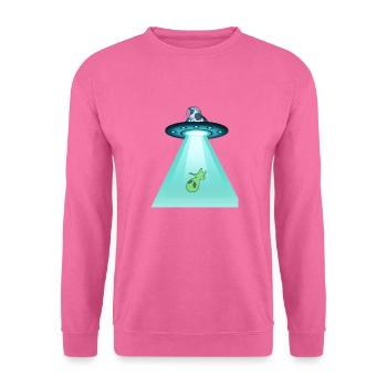 Lustige Kuh entführt Alien in Raumschiff - Unisex Pullover - Pink - Vorne