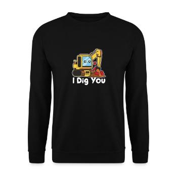 Je t’aime pelle bulldozer grue drôle Saint-Valentin - Sweat-shirt Unisexe - noir - Devant - Alina (178cm) & Michal (187cm)