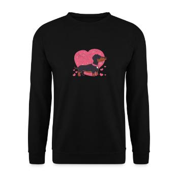 Drôle d’amant de chien coeurs de teckel mignons - Sweat-shirt Unisexe - noir - Devant - Alina (178cm) & Michal (187cm)