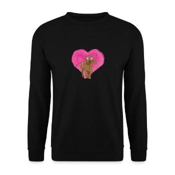 Drôle d’amant de chien coeurs de teckel mignons - Sweat-shirt Unisexe - noir - Devant - Alina (178cm) & Michal (187cm)